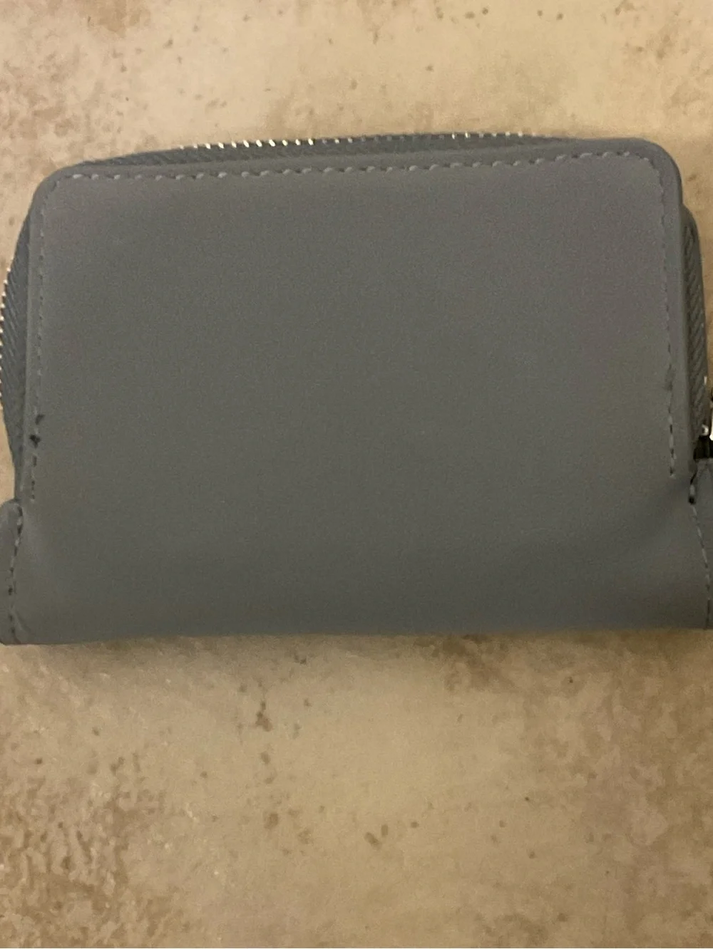 NWOT Pull&Bear gray zippered wallet, faux leather, logo plaque